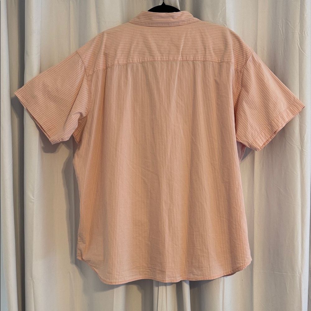 Columbia Pink Stripe Button Down Shirt Mens XXL Short Sleeve Cotton Stretch XXL - Picture 3 of 9